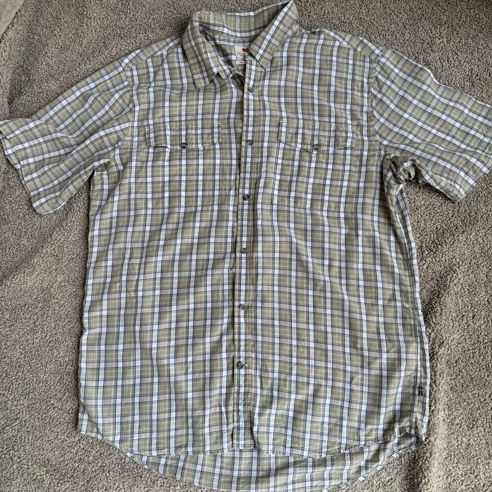 Fjallraven Men’s Abisko Cool Short Sleeve Regular Fit Shirt Green Plaid XXL 2XL